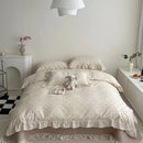 DecorBites™ Korean Floral Lace Duvet Cover: Luxury Soft Quilt for Queen King, Breathable Home Decor