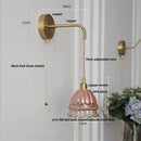 DecorBites™ Amber Glass LED Wall Light with Pull Chain Switch, Modern Nordic Flower Wall Sconce