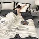 DecorBites™ Ice Silk Embroidered Quilt Set: Luxury European Style, Cooling Comforter