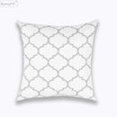 DecorBites™ Geometric Embroidered Cushion Cover Light Grey Cotton 45x45cm