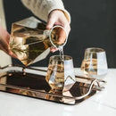 DecorBites™ Diamond Crystal Glass Water Kettle Cup Set - Clear Luxury Juice Pitcher