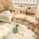 DecorBites™ Cotton Cartoon Printed Bed Set with Non-Fading Floral Patterns for Adults