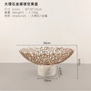 DecorBites™ Coral Disc Pedestal | Metal Tray Marble Base Fruit Plate Gold Compote