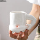 DecorBites™ Creative Pinch Belly Ceramic Cup Set for Dining Table Coffee Milk Tea Juice