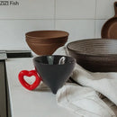 DecorBites™ Heart Ceramic Coffee Mug Tea Cup Set, Conical Dining Table Milk Juice Container