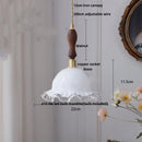 DecorBites™ Amber Glass LED Pendant Lamp Walnut Wood Copper Hanging Light