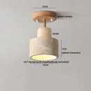DecorBites™ Acrylic LED Ceiling Lamp Yellow Travertine Wood Canopy Wabi Sabi Style