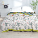 DecorBites™ Japanese Cotton Single Bedspread with Pillow Towel - Floral Birds Design