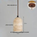 DecorBites™ LED Pendant Lamp Black Iron Wabi Sabi Hanging Light - Yellow Travertine