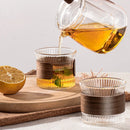 DecorBites™ Japanese Glass Tea Cup Set with Walnut Sleeve - High Quality Transparent Drinkware