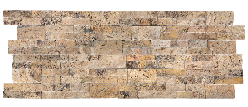 Scabos Ledger 3D Panel 6x24 Split face Natural Travertine Wall Tile multiple top view