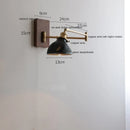 DecorBites™ Copper Arm LED Wall Sconce Switch Light, Adjustable Lampshade, Pull Chain, Beside Lamp