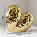 DecorBites™ Gold Heart Ceramic Statue Ornament - Irregular Heart Sculpture Decor Figurine