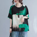 Women Summer T-shirt – Retro Loose Cotton Linen Short Sleeve Top