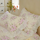 DecorBites™ Cotton Floral Ruffles Quilted Bedspread Set with Pillowcases