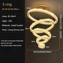DecorBites™ Golden Crystal Chandelier: Nordic Modern Luxury LED Hanging Halo for Living Room