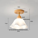 DecorBites™ Amber Glass Wood LED Ceiling Light Fixture for Modern Living Room.