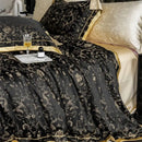 DecorBites™ Luxe Eucalyptus Bedding Set in Black/Gold - Silky Soft & Skin-friendly