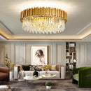 DecorBites™ Crystal Gold Chandelier LED Ceiling Pendant for Living Room Bedroom Kitchen Island