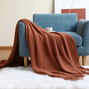 DecorBites™ Cozy Nordic Knit Sofa Blanket with Tassels & Fleece Throw