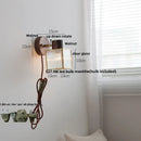 DecorBites™ LED Wall Lamp Sconce Walnut Wood Clear Glass Rotate Dining Room Mirror Light