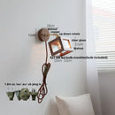 DecorBites™ LED Wall Lamp Sconce Walnut Wood Clear Glass Rotate Dining Room Mirror Light
