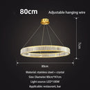 DecorBites™ Gold Crystal Round Ring Chandeliers with LED Pendant Light for Ceiling Lighting