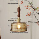 DecorBites™ Brass Knob Switch LED Pendant Light, Nordic Amber Glass Hanging Lamp