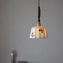 DecorBites™ Brown Wood LED Pendant Light - Nordic Modern White Ceramic Hanging Lamp