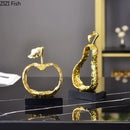 DecorBites™ Fruit Shaped Metal Crafts Apple/pear Hollow Out Sculpture Modern Home Decor