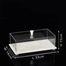 Acrylic Display Case on Travertine Base by DecorBites™ for Collectibles, Figurines, Desserts