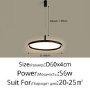 Modern black circular led chandelier lights for dining room
