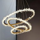 DecorBites™ Golden Round Crystal Chandelier | Nordic Luxury LED Halo Chandelier for Living Room