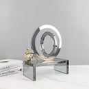 DecorBites™ Geometric Crystal Rings Golden Man Ornament Glass Figurines Home Decor