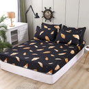 DecorBites™ Golden Feather Fitted Sheet Set: 120/150/180Cm + 2 Pillowcases