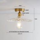 DecorBites™ Amber Ice Crack Glass Wood Ceiling Light - Nordic Modern LED Fixture