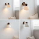 DecorBites™ LED Wall Light Fixture Modern Nordic Rotating Reading Lamp White Ceramic Wood