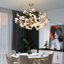 DecorBites™ Gold Branches Chandelier Porcelain Leaves Pendant Lights