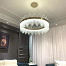 DecorBites™ Crystal LED Chandelier: Luxury Dimmable Pendant Light for Bedroom, Living, Dining Room