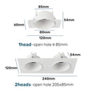 DecorBites™ Double Head Square LED Downlight Mounting Frame for GU10/MR16 Spotlights