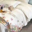 DecorBites™ Egyptian Cotton Flowers Embroidery Luxury Bedding Set - Queen King Size