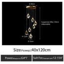 DecorBites™ Diamond Crystal Chandelier Staircase LED Golden Large Living Room Hall Lighting