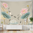 DecorBites™ Koi Lotus Ink Tapestry Wall Hanging - Bohemian Aesthetics Home Decor