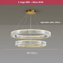 DecorBites™ Crystal LED Chandelier: Modern Steel Pendant Lighting for Luxurious Foyer Decor