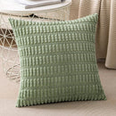 DecorBites™ Corduroy Striped Throw Pillow Covers | Soft White Decorative Square Cushion Case