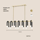 Modern black and brass aluminum tube dimmable chandelier dining room