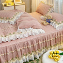 DecorBites™ Korean Princess Bedding Set: Flowers, Lace, Ruffles, Embroidery, Quilted, Duvet Cover, Bedspread
