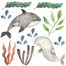 Baby Oceanic Whales - Fabric Nursery Wall Art Decals