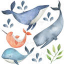 Baby mermaids and Sealife decals - Fabric Nursery Wall Art Decals