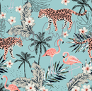 Pale pink & Teal, Tiger and Flamingos - Nursery Wall Decor Wallpapers